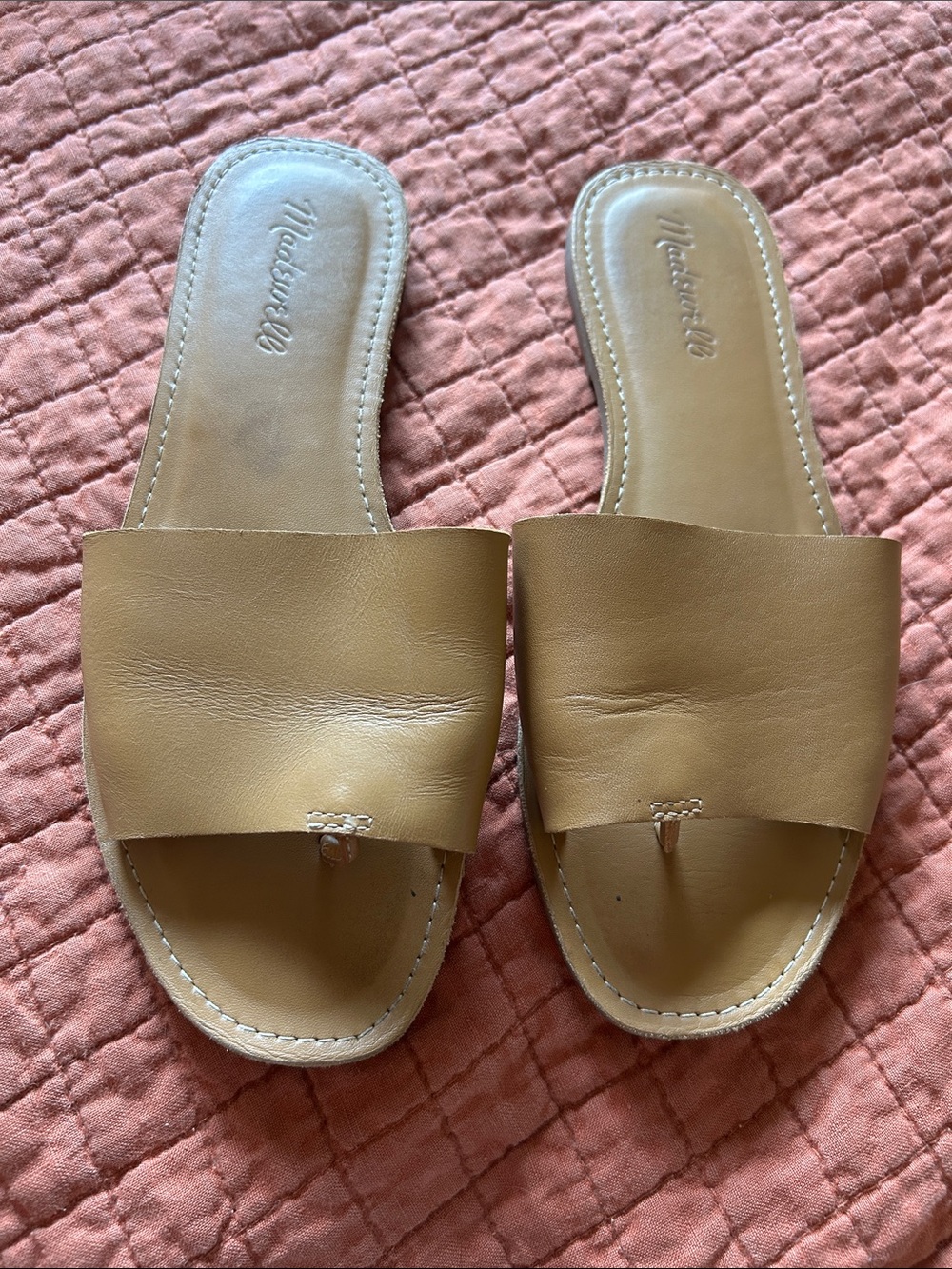 Madewell Tan Leather Slide Sandals